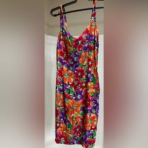 Paris Blues Strappy Flowered Mini Dress.  
Zippered back.